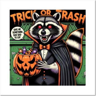 Trick Or Trash: Halloween Dracula Racoon Posters and Art